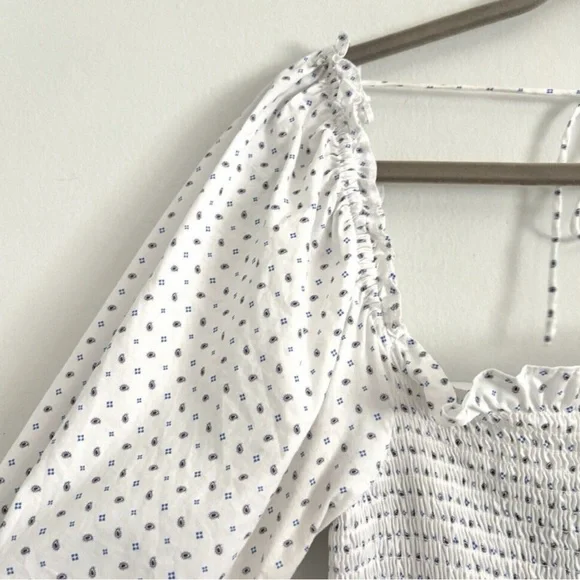 Hill House Nesli Nap Midi Dress White Pampelonne Paisley Smocked Women’s Large - Picture 5 of 6